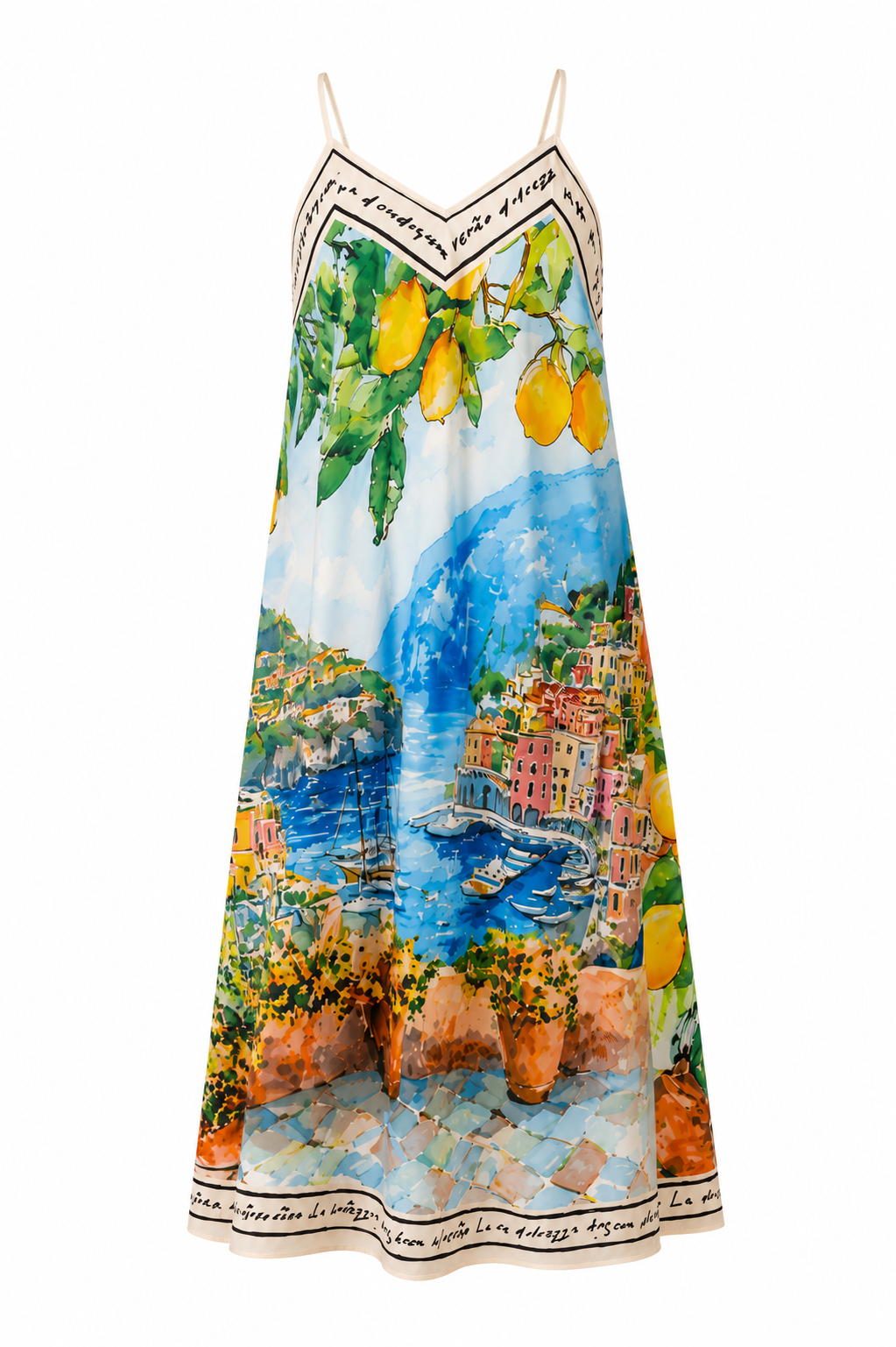 Sommerkleid Zitrone Lang Spagettiträger