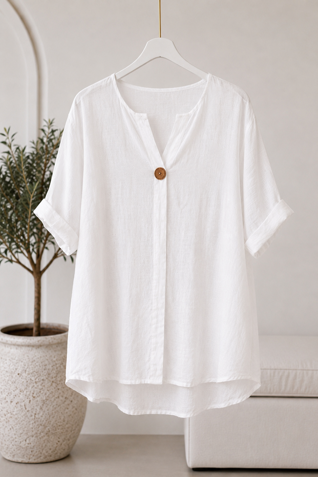 Leinen Bluse Weiß