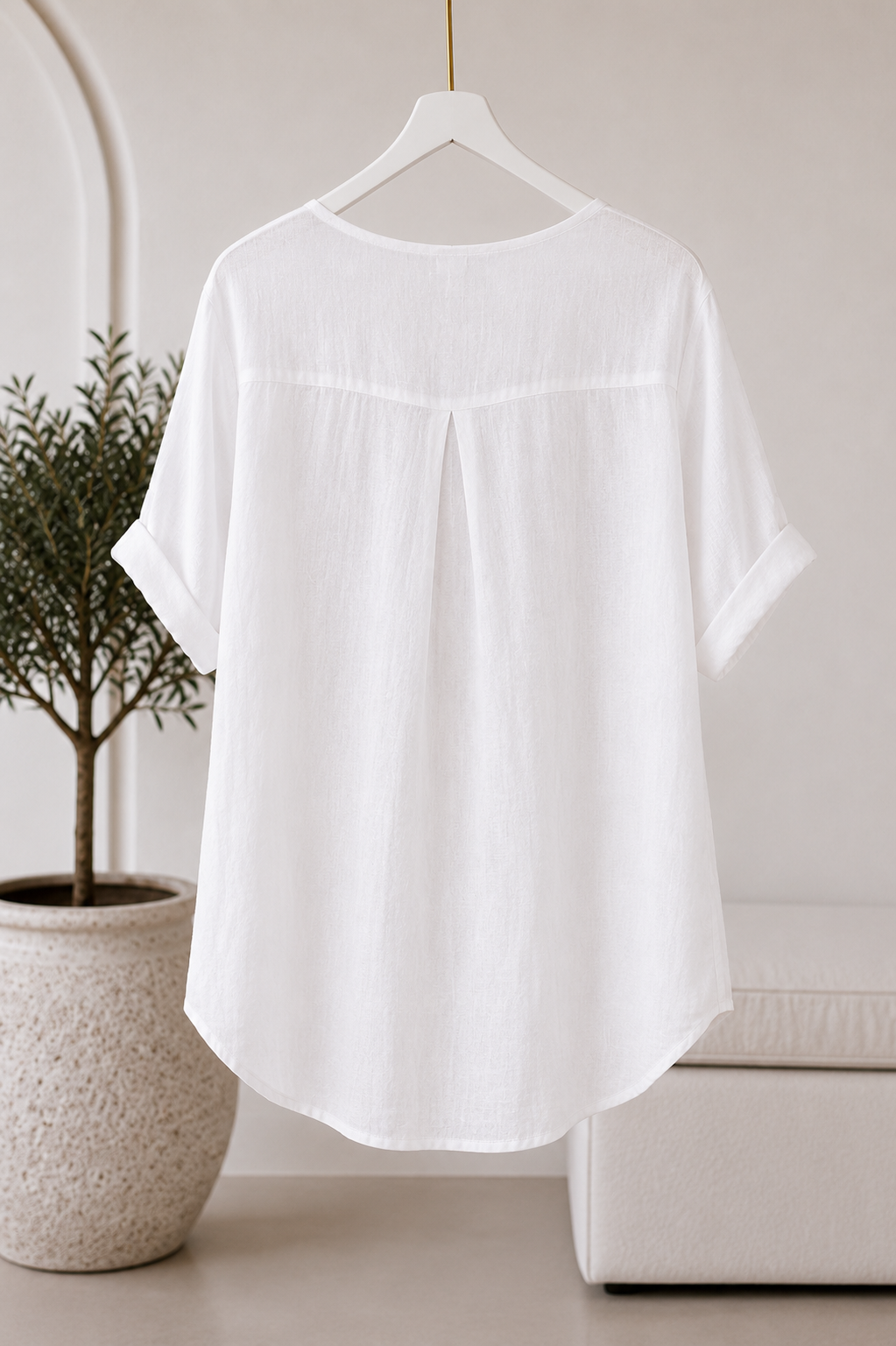Leinen Bluse Weiß
