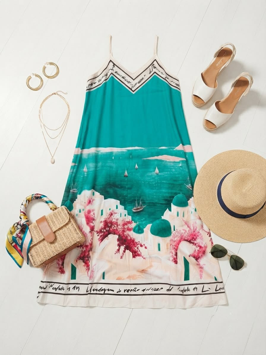 Santorini Kleid Lang Grün