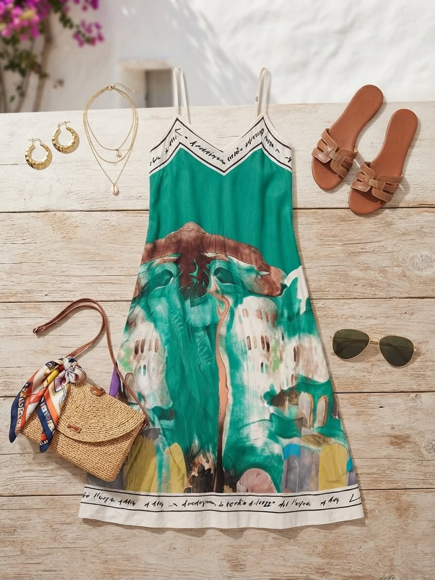 Sommerkleid Grün Lang Spagettiträger