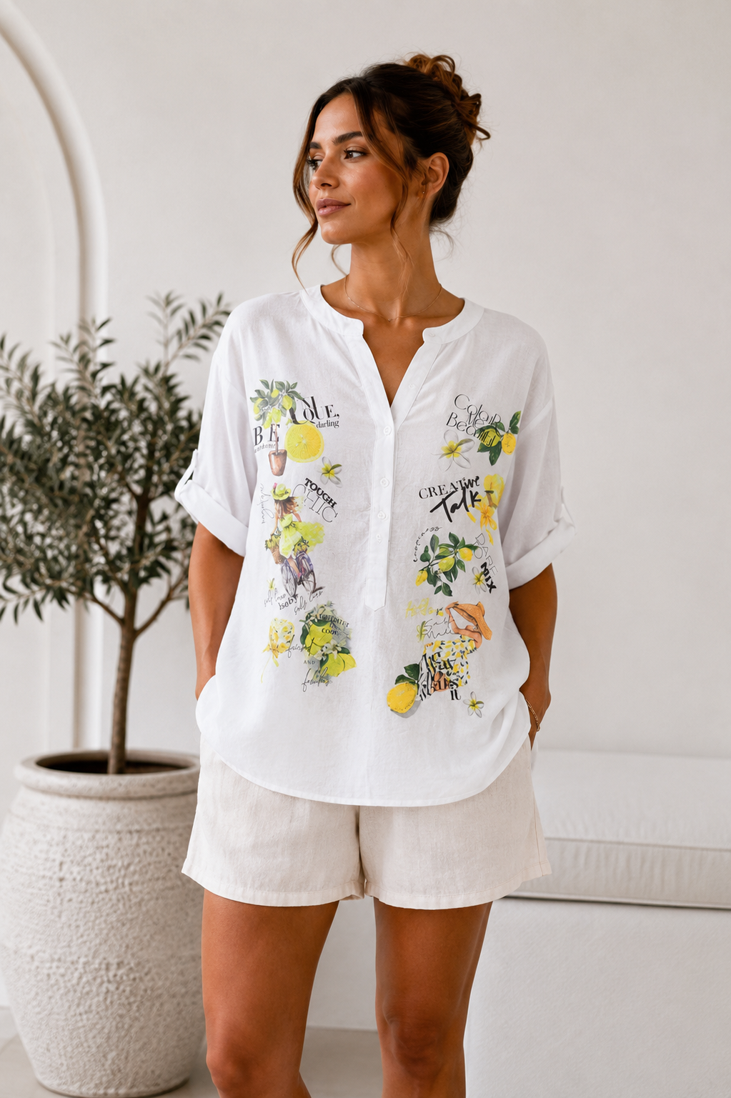 Bluse Baumwolle mit Print
