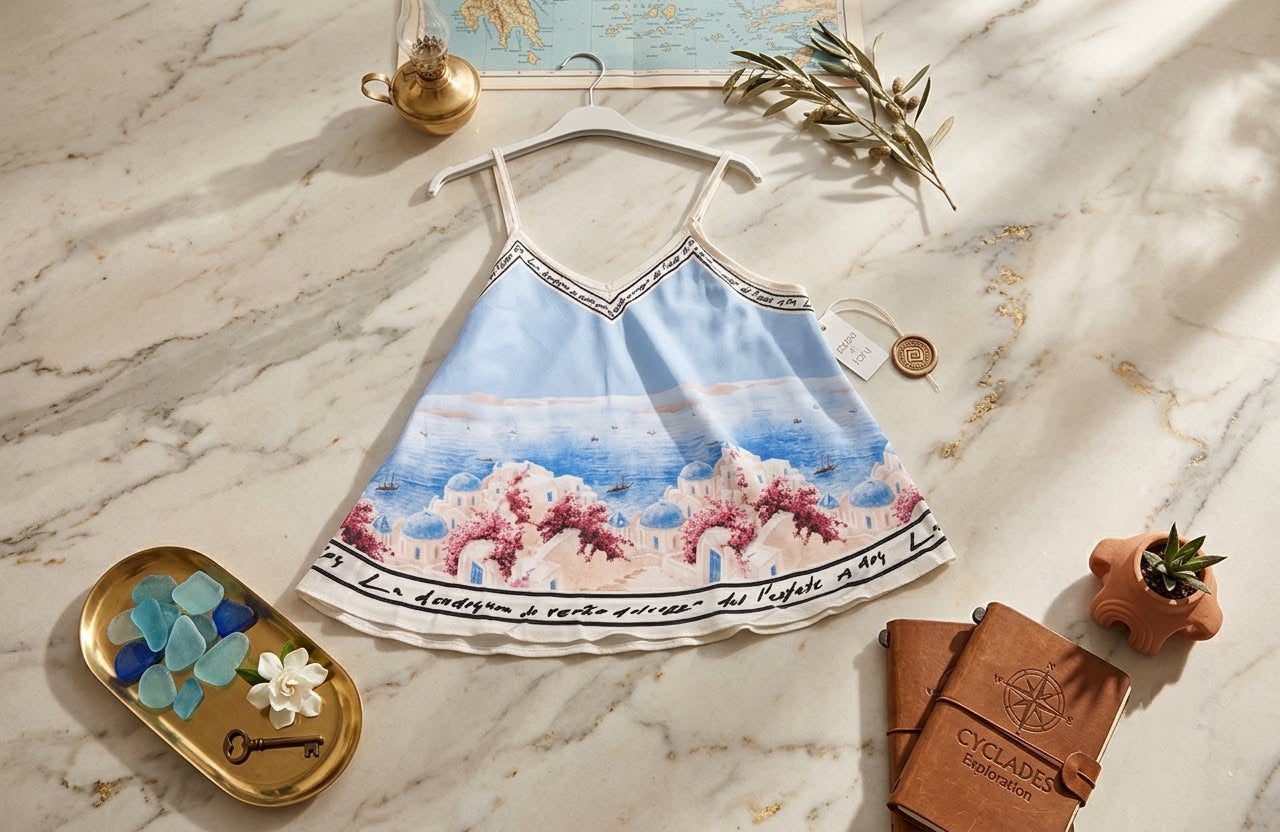 Santorini Top Babyblau